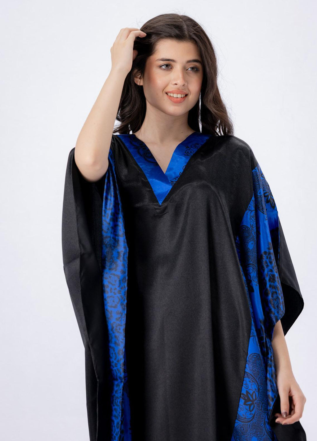 Valerie Long Caftan Collection 2022 Printed Satin Long Caftan Free Size  VKAF1022-107 - Night Dress