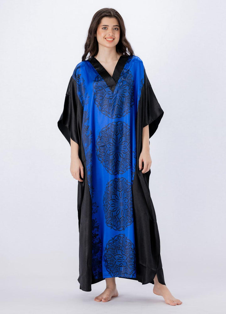 Valerie Long Caftan Collection 2022 Printed Satin Long Caftan Free Size  VKAF1022-108 - Night Dress