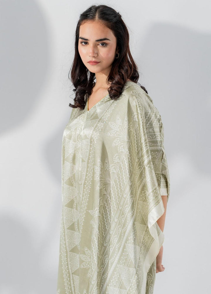 Valerie Printed Satin Long caftan  VL-CAF-GRY - Night Dress