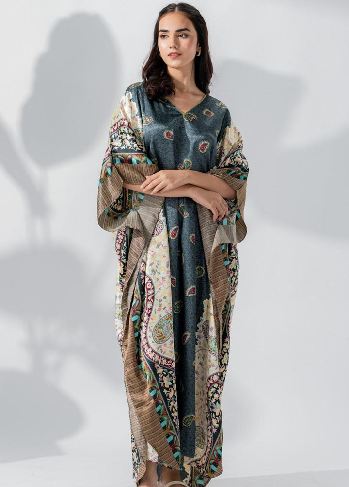 Valerie Printed Satin Long caftan  VL-CAF-07 - Night Dress
