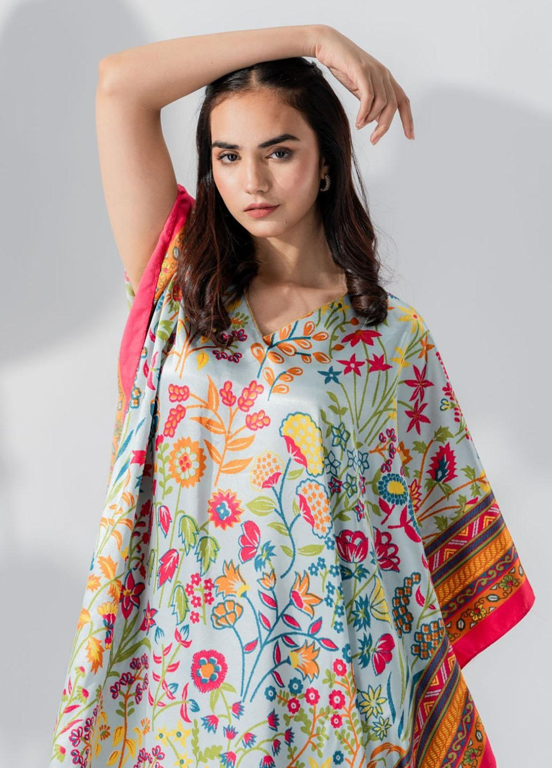 Valerie Printed Satin Long caftan  VL-CAF-MUL-01 - Night Dress