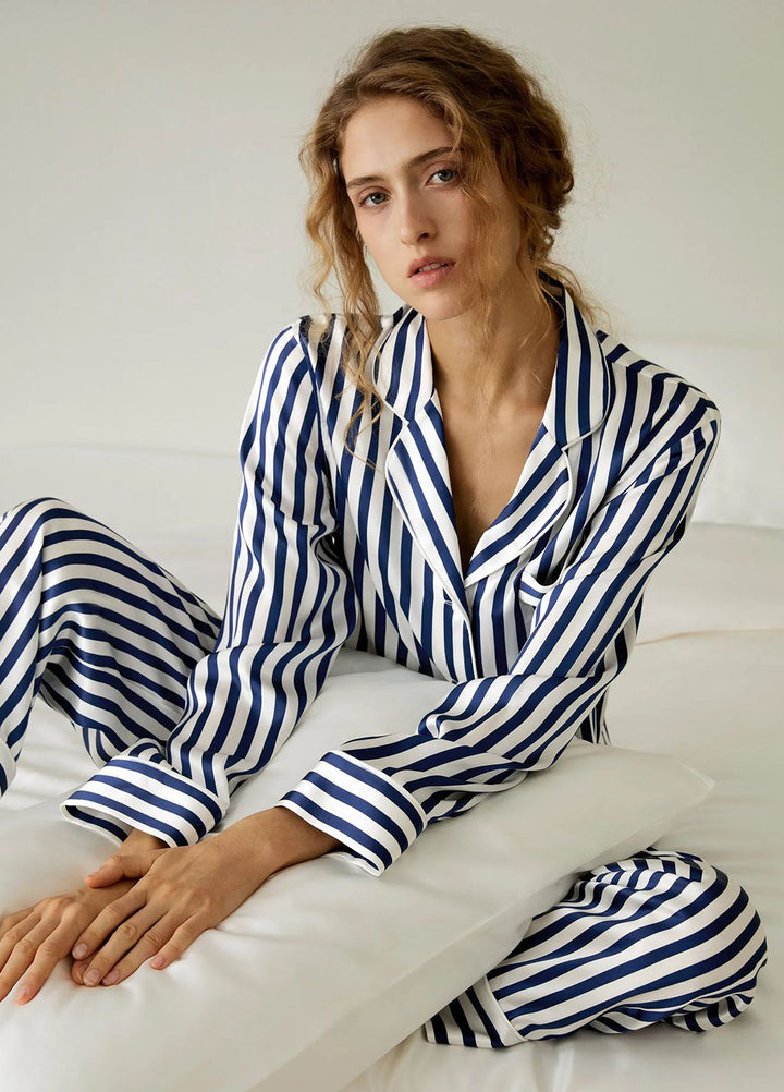 Valerie Pret  Polyester Pajama Set ARJ-PJSTP-02-NVY