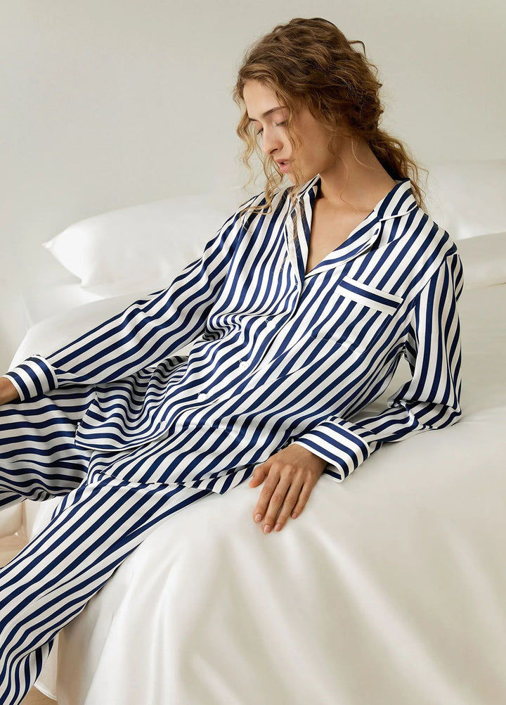 Valerie Pret  Polyester Pajama Set ARJ-PJSTP-02-NVY