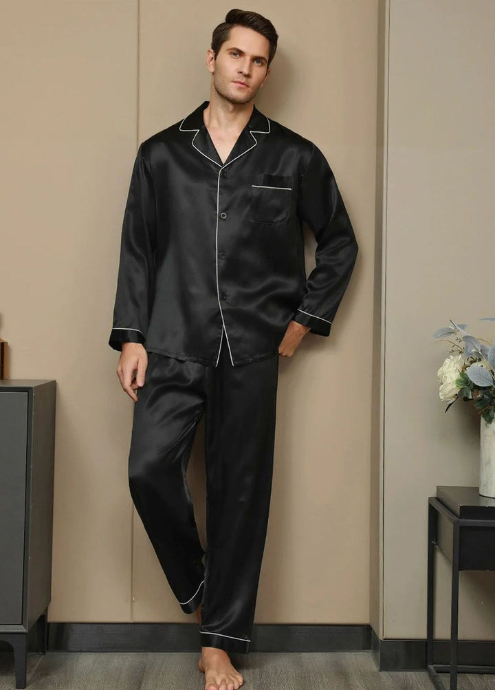 Valerie Pret Polyster Pajama Set ARJ-MPJ64-BLK