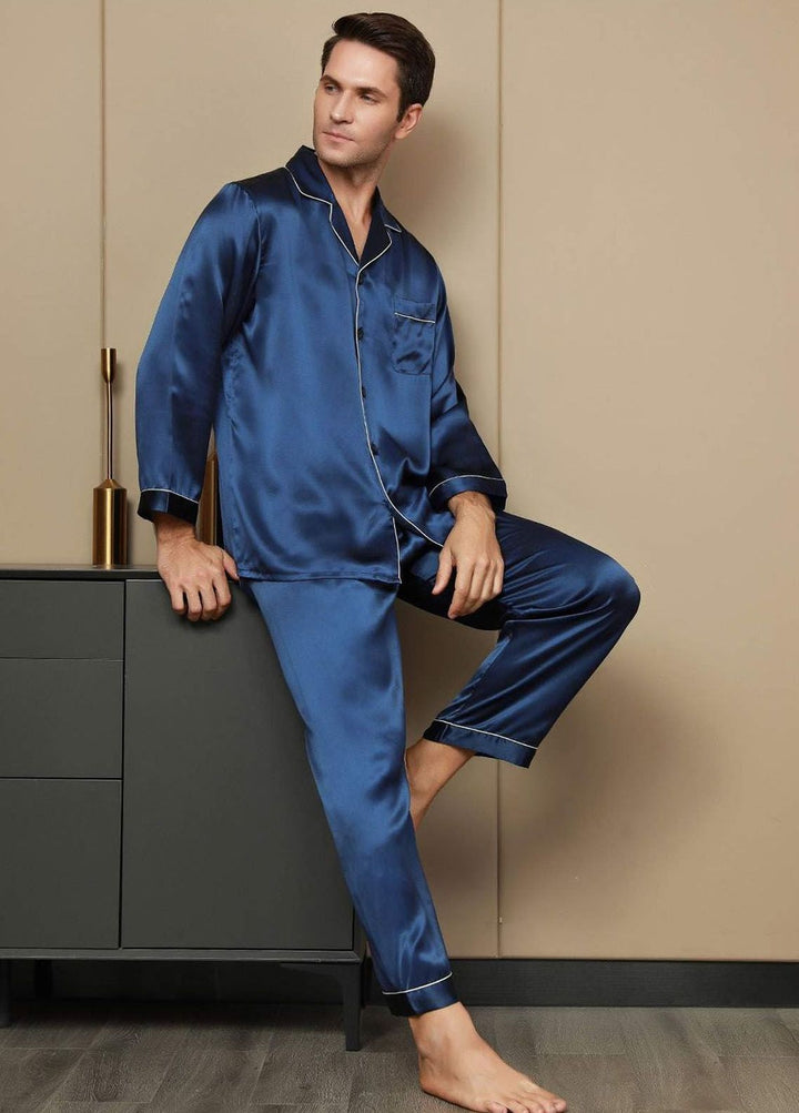 Valerie Pret Polyster Pajama Set ARJ-MPJ64-NVY