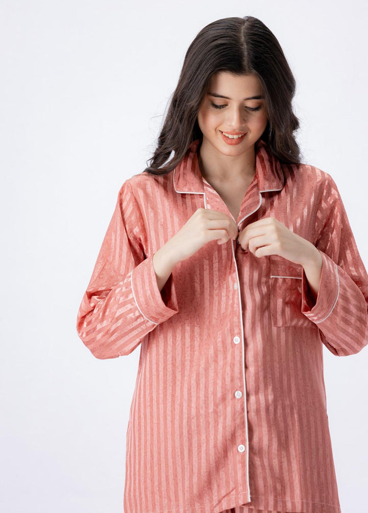 Valerie Pret Printed Satin Night Wear Pajama Set VSSPJ1022-T.PINK