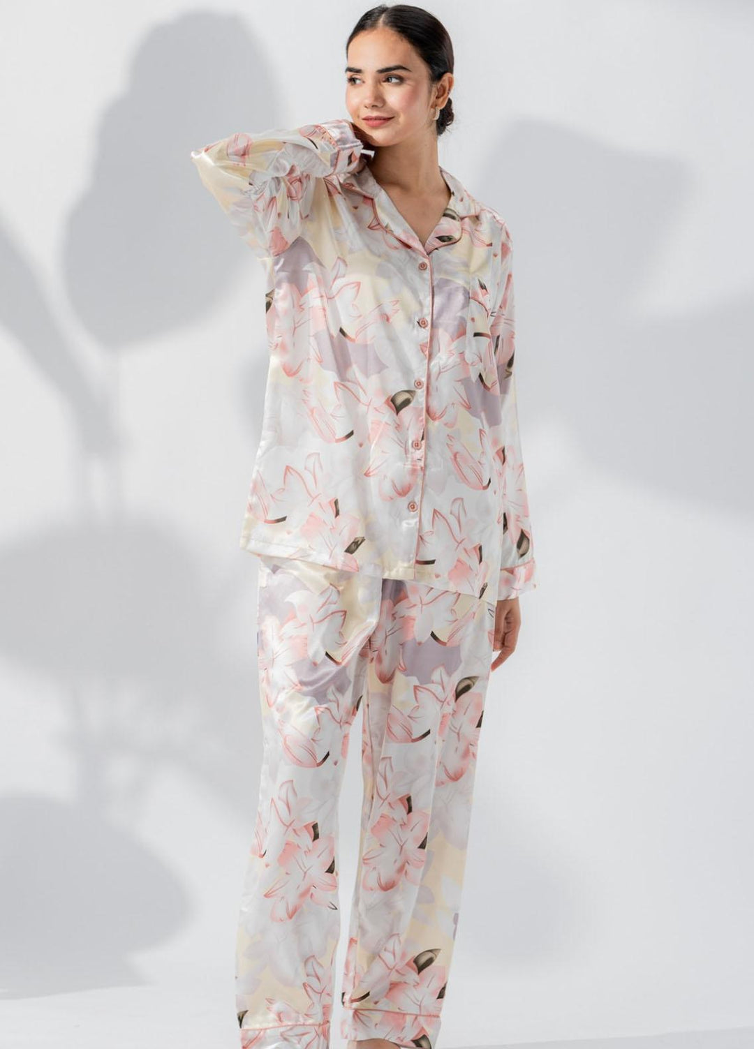 Valerie Pajama Set Printed Satin 2 Piece VL-PJ-762