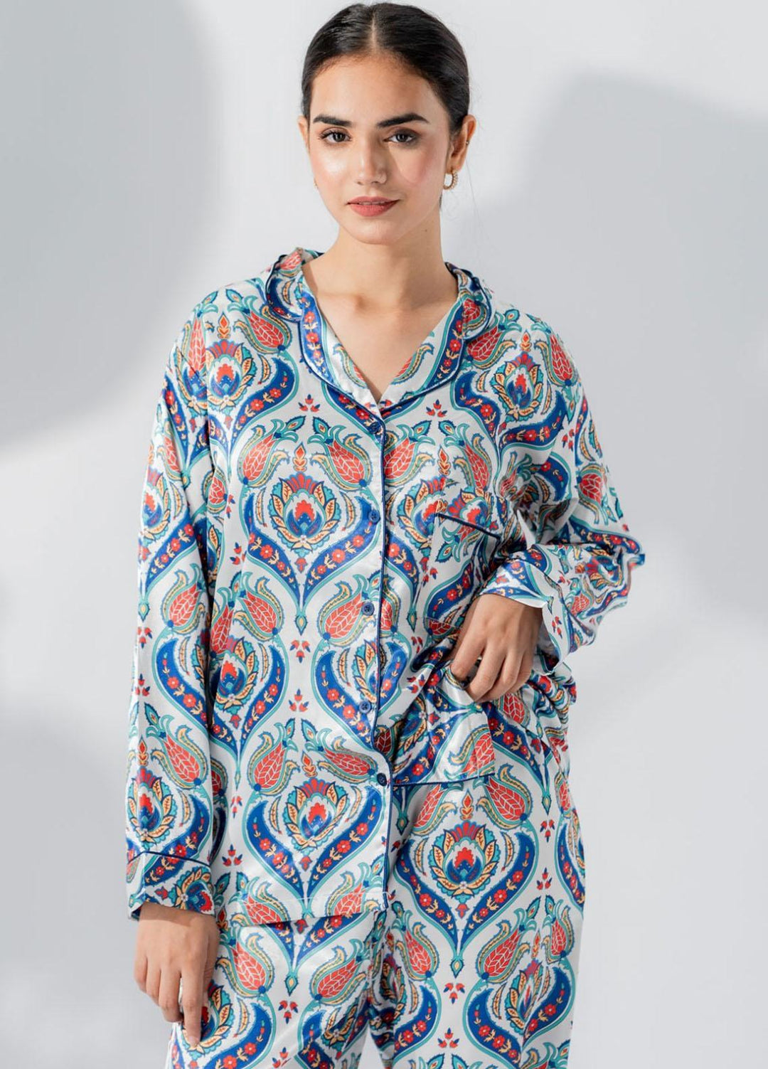 Valerie Pajama Set Printed Satin 2 Piece VL-PJ-763