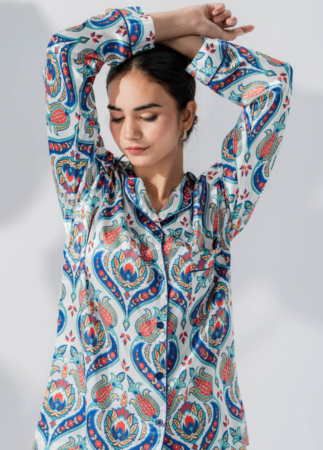 Valerie Pajama Set Printed Satin 2 Piece VL-PJ-763