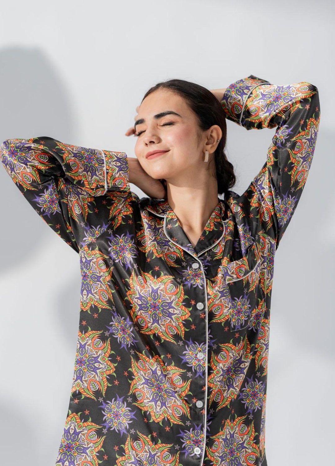 Valerie Pajama Set Printed Satin 2 Piece VL-PJ761