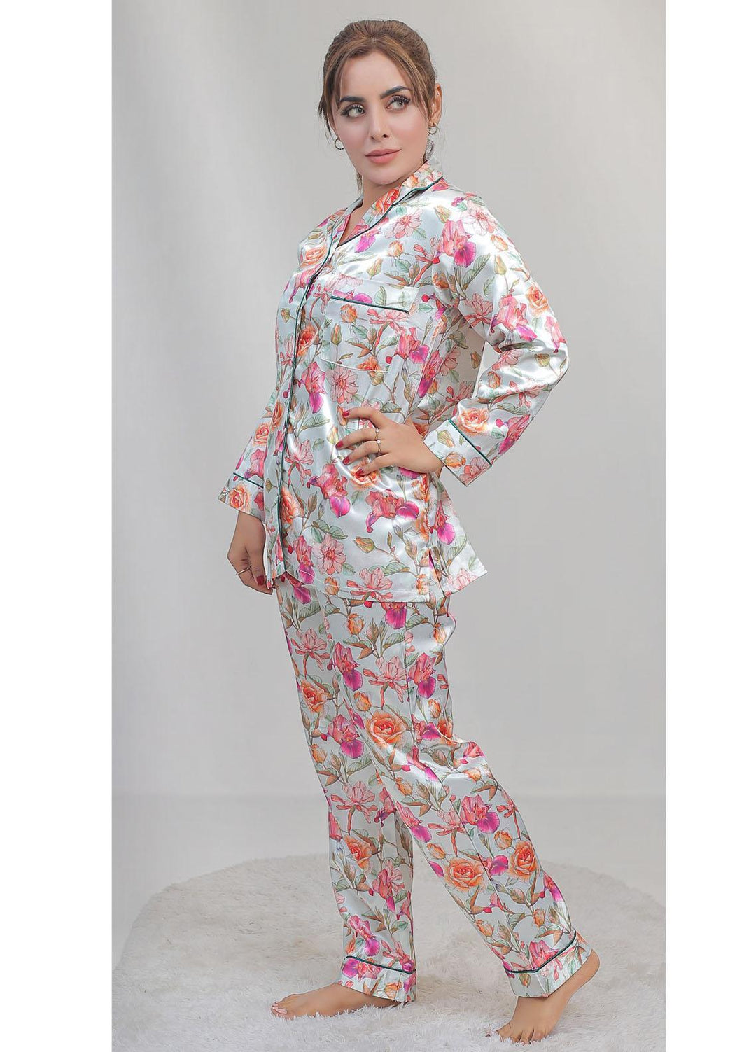 Valerie Night Wear Printed Satin Pajama Set VL-CLASSIC-04