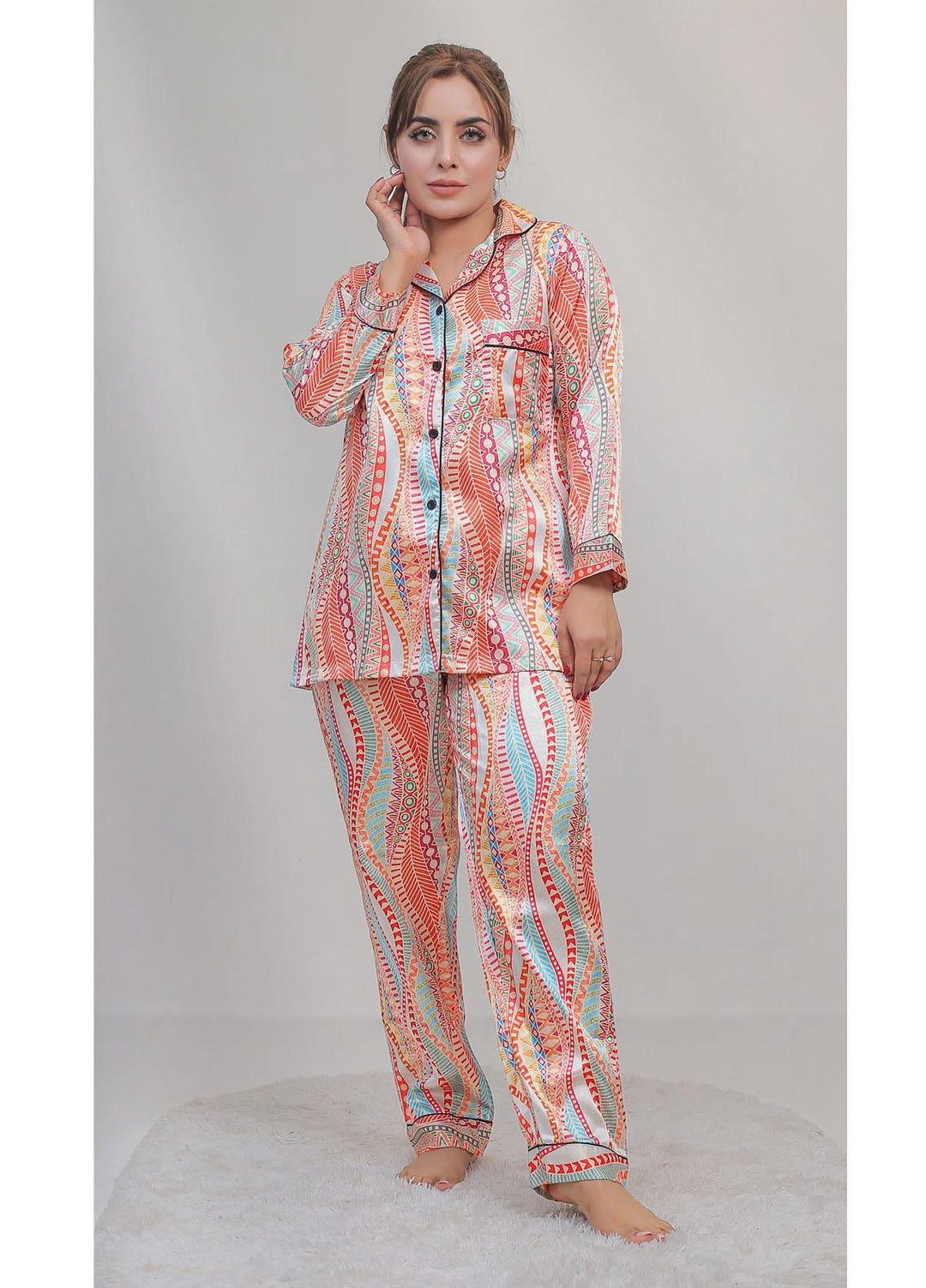 Valerie Night Wear Printed Satin Pajama Set VL-CLASSIC-09