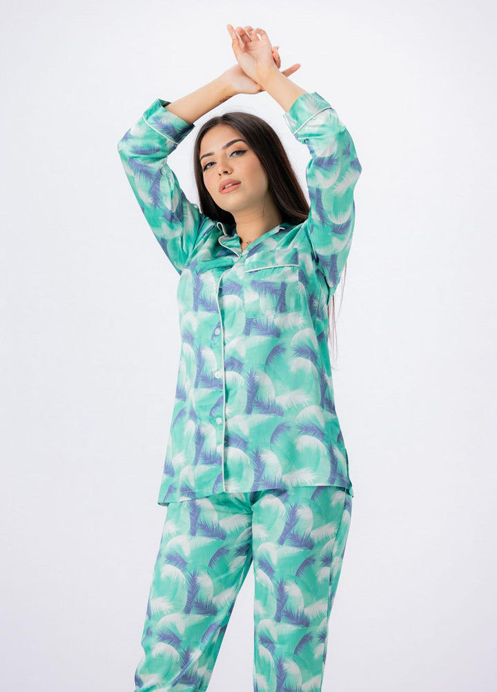 Valerie Night Wear Printed Satin Pajama Set VL-GLOSSY-01