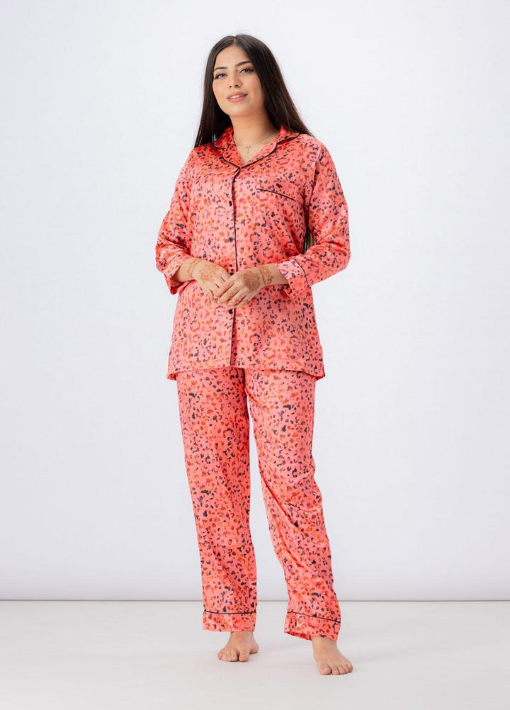 Valerie Night Wear Printed Satin Pajama Set VL-GLOSSY-03