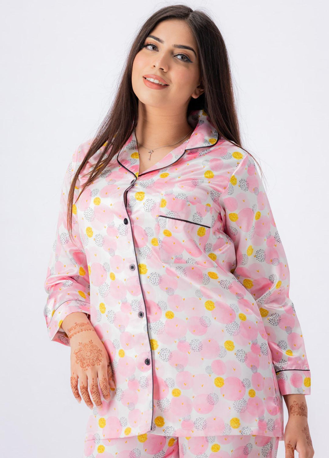 Valerie Night Wear Printed Satin Pajama Set VL-GLOSSY-04