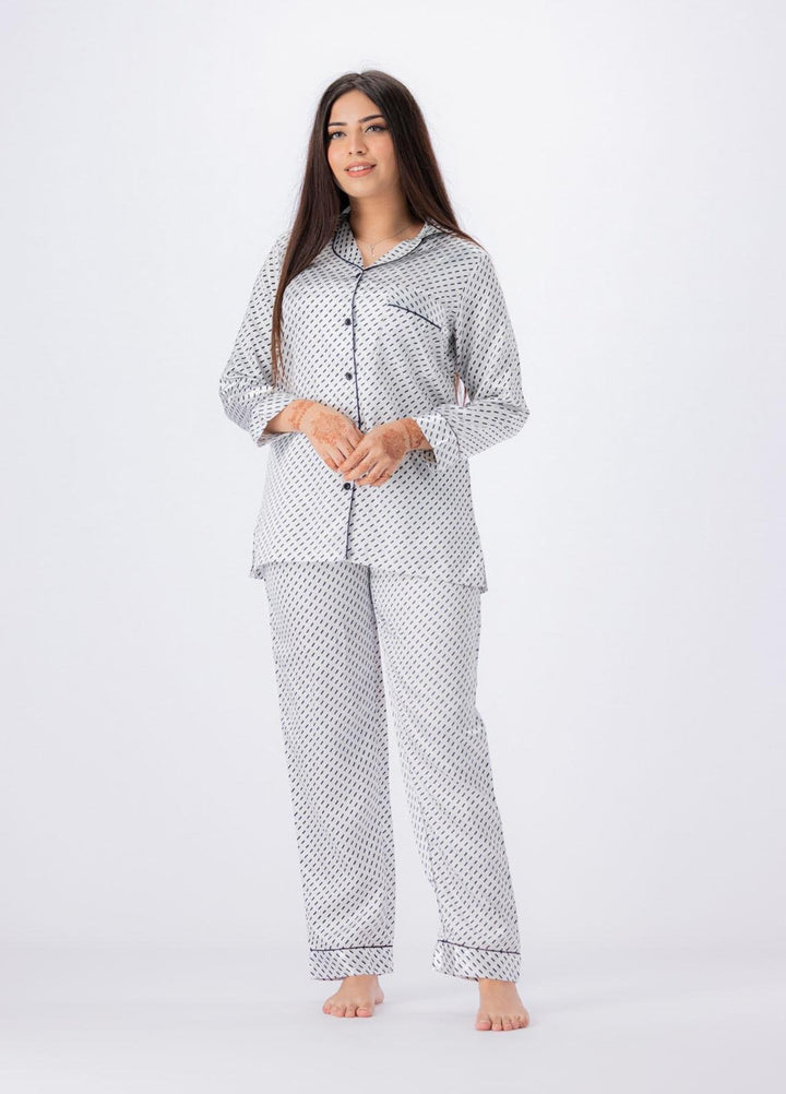 Valerie Night Wear Printed Satin Pajama Set VL-GLOSSY-07