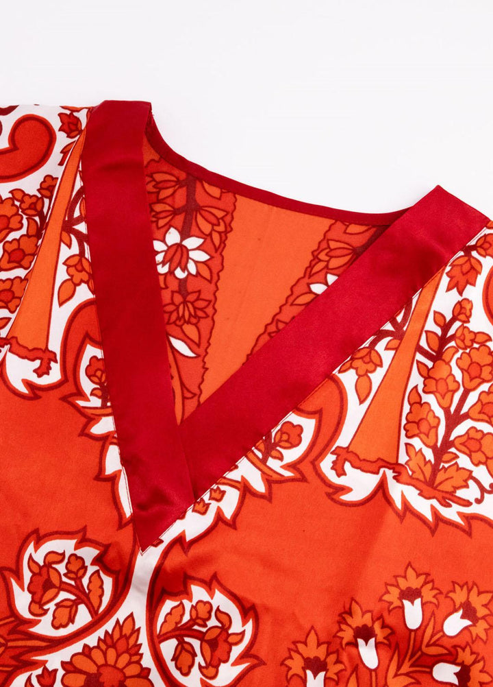 Valerie Short Caftan Collection 2022 Printed Satin Short Caftan Free Size  VKAF-1022-109 - Night Dress