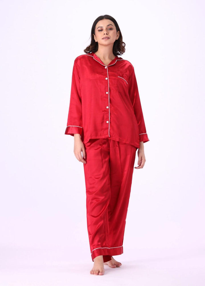 Valerie Night Wear Printed Satin Pajama Set VL-GORGEOUE-BGY