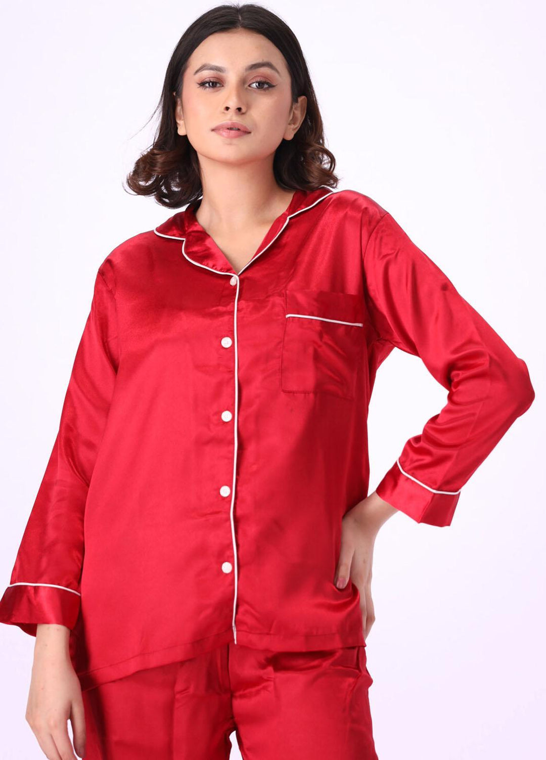 Valerie Night Wear Printed Satin Pajama Set VL-GORGEOUE-BGY