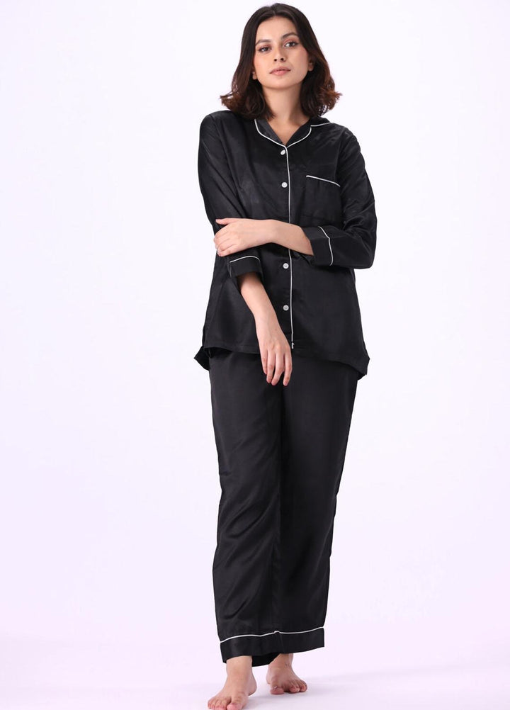 Valerie Night Wear Printed Satin Pajama Set VL-GORGEOUS-BK