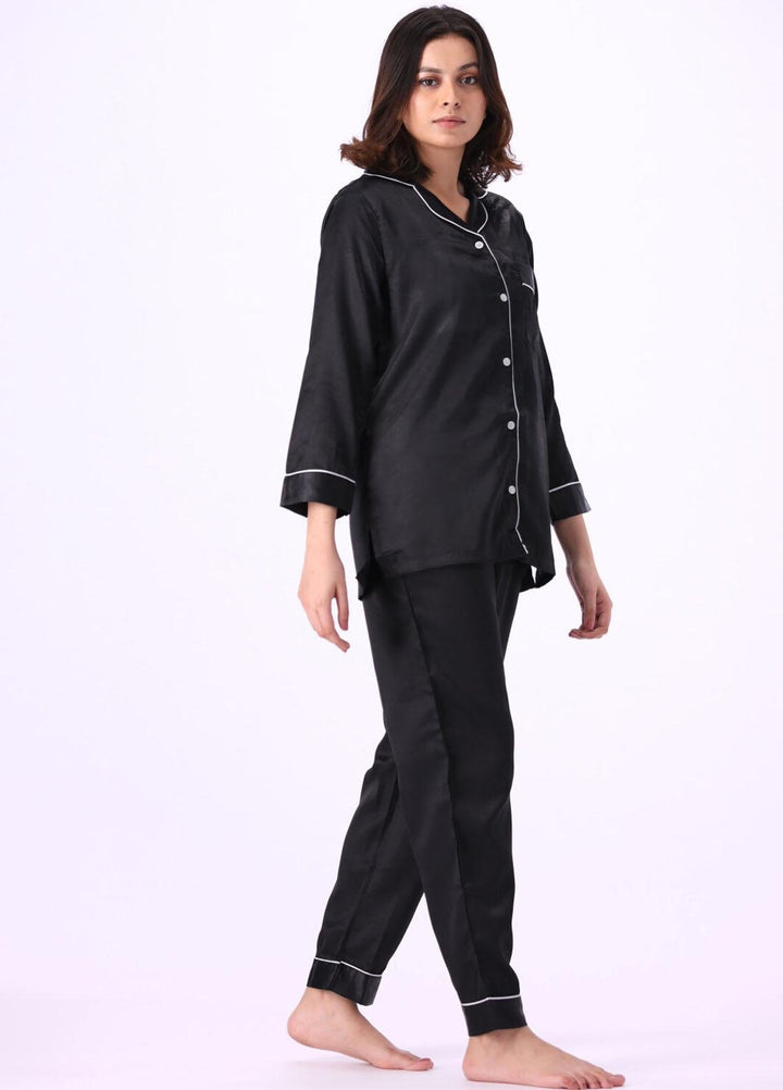 Valerie Night Wear Printed Satin Pajama Set VL-GORGEOUS-BK