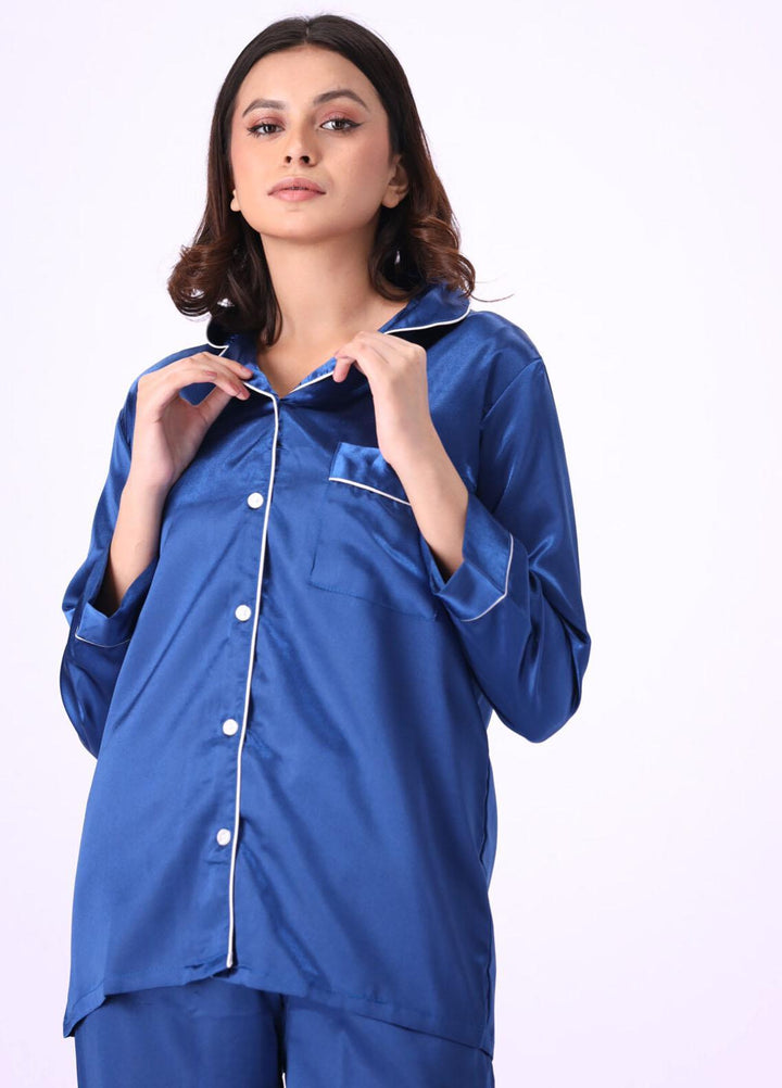 Valerie Night Wear Printed Satin Pajama Set VL-GORGEOUS-NVY