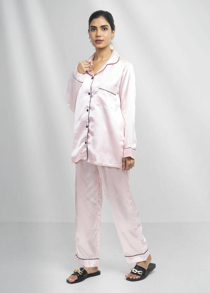 Valerie Night Wear Printed Satin Pajama Set VL-GORGEOUS-PNK