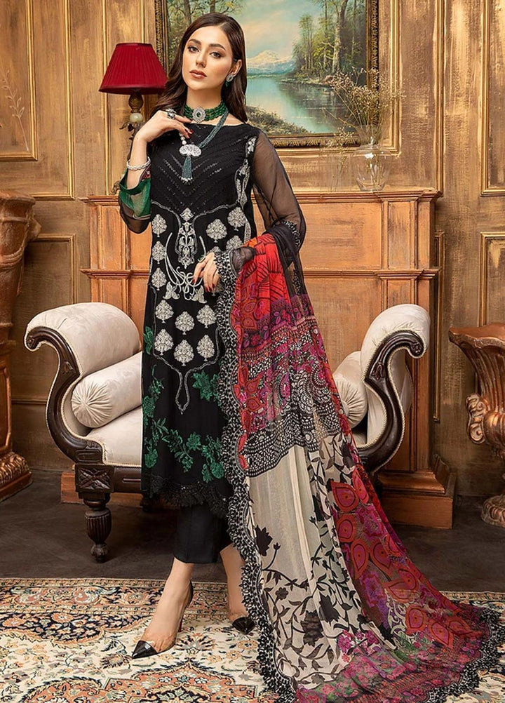 Vasl by Charizma Embroidered Chiffon Suits Unstitched 3 Piece CRZ21V VSL-01 - Luxury Collection