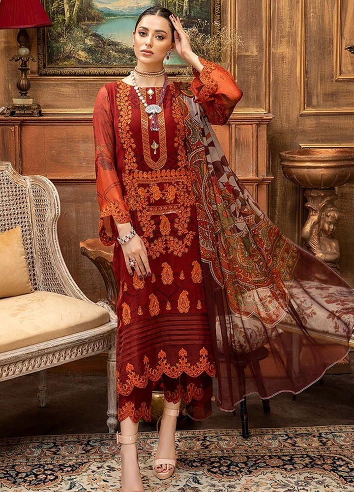 Vasl by Charizma Embroidered Chiffon Suits Unstitched 3 Piece CRZ21V VSL-02 - Luxury Collection