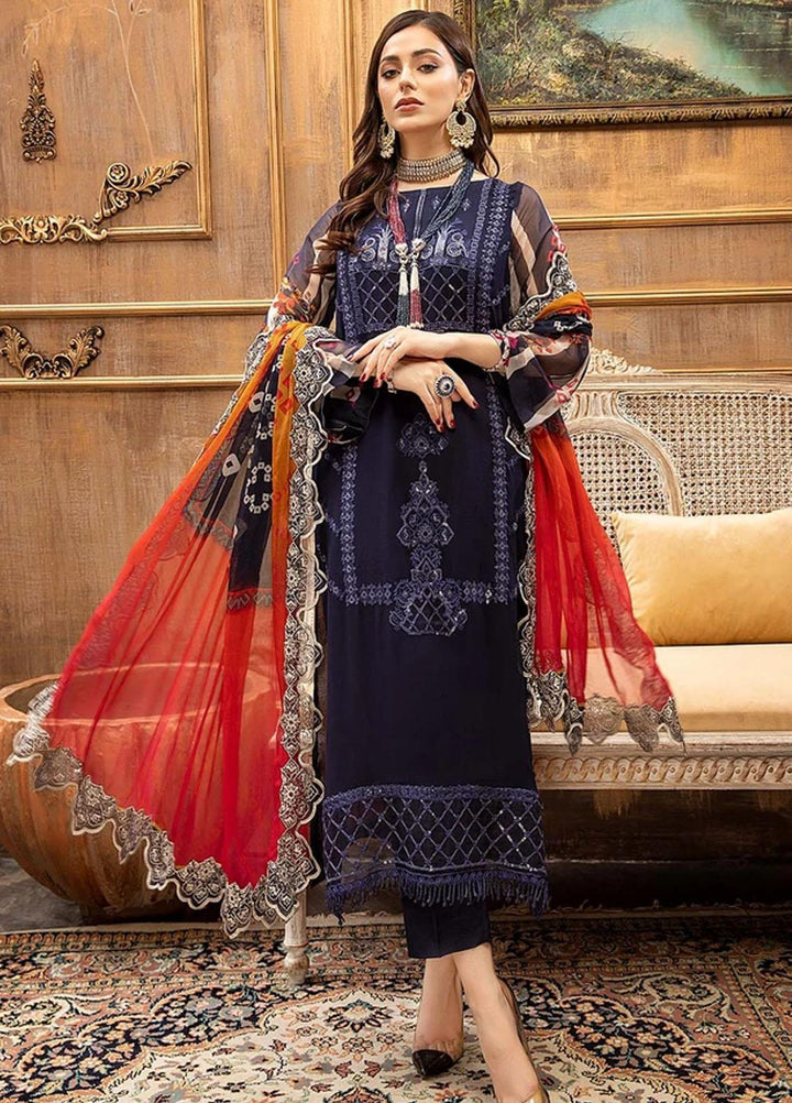 Vasl by Charizma Embroidered Chiffon Suits Unstitched 3 Piece CRZ21V VSL-04 - Luxury Collection