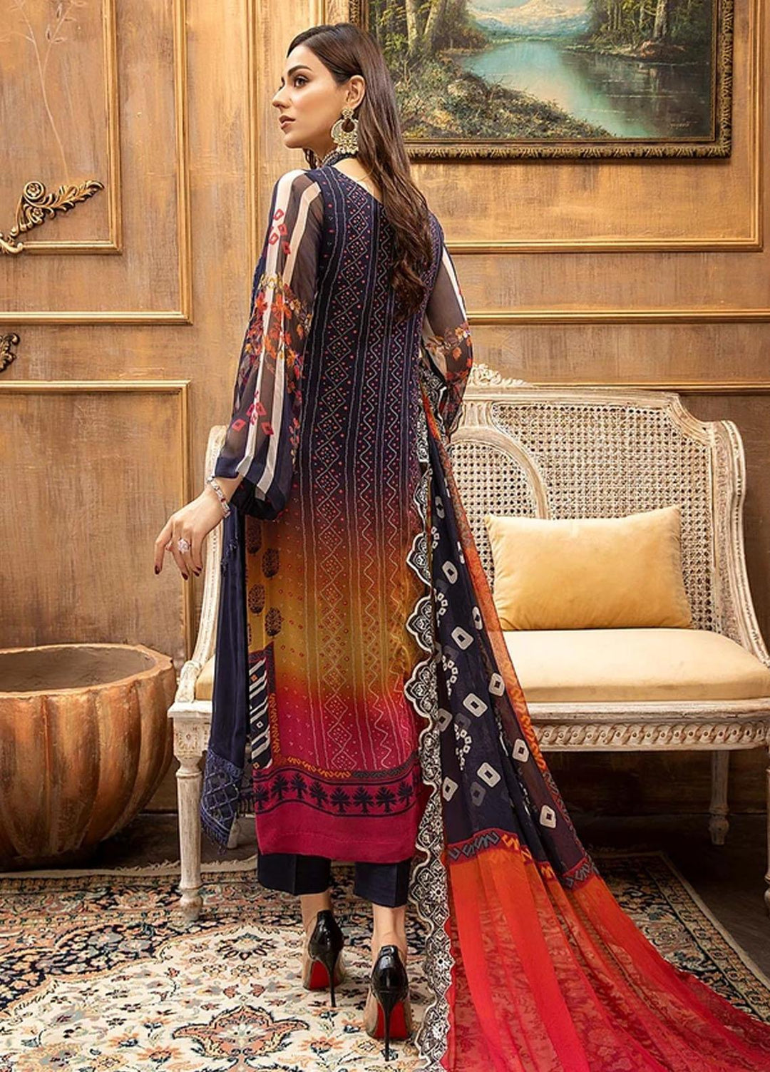 Vasl by Charizma Embroidered Chiffon Suits Unstitched 3 Piece CRZ21V VSL-04 - Luxury Collection