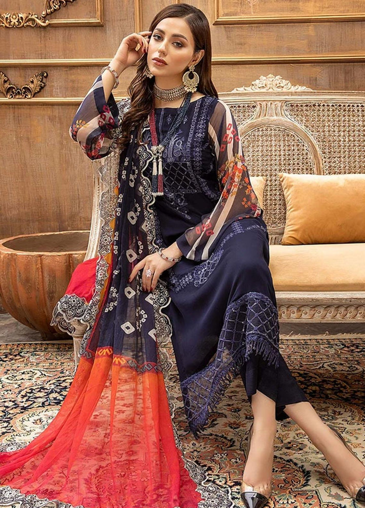 Vasl by Charizma Embroidered Chiffon Suits Unstitched 3 Piece CRZ21V VSL-04 - Luxury Collection