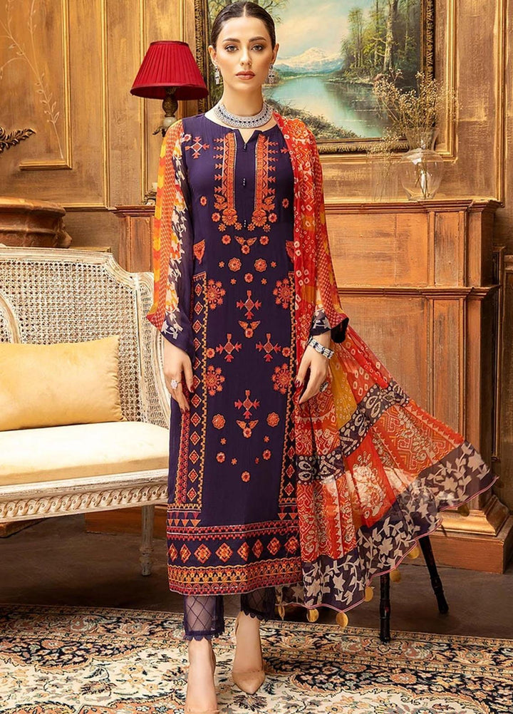 Vasl by Charizma Embroidered Chiffon Suits Unstitched 3 Piece CRZ21V VSL-09 - Luxury Collection