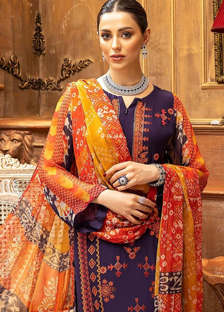 Vasl by Charizma Embroidered Chiffon Suits Unstitched 3 Piece CRZ21V VSL-09 - Luxury Collection