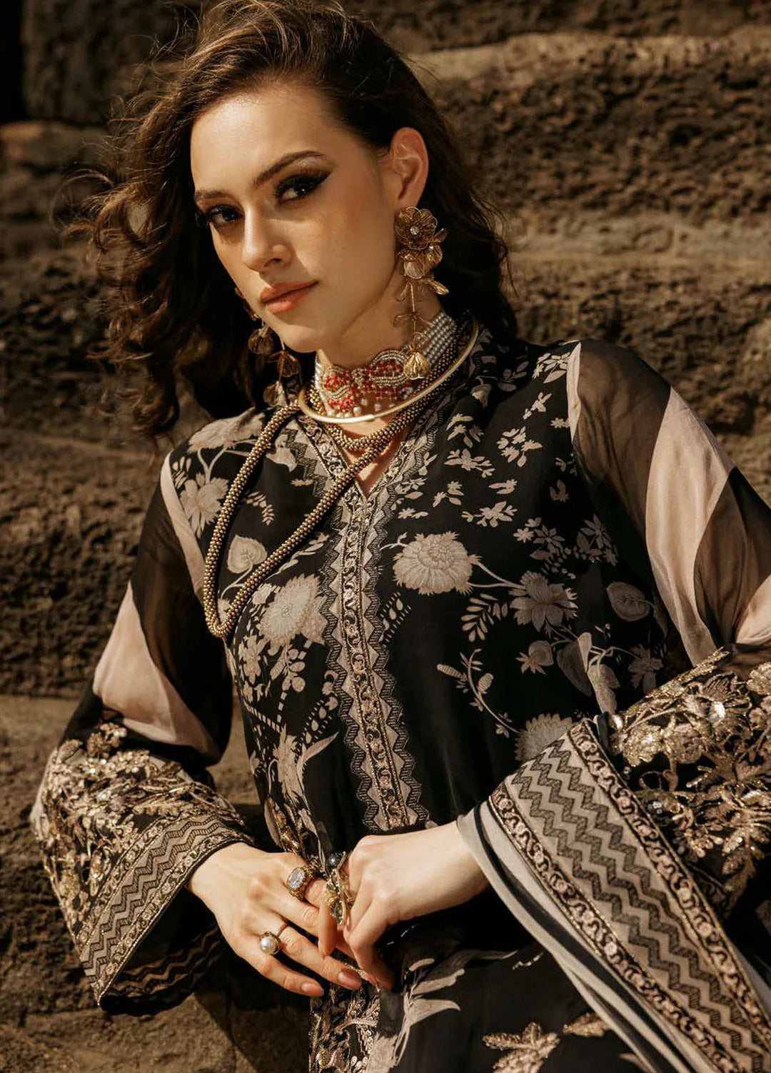 Vasal by Charizma Embroidered Chiffon Suit Unstitched 4 Piece CR25VC VSL25-02 - Luxury Collection