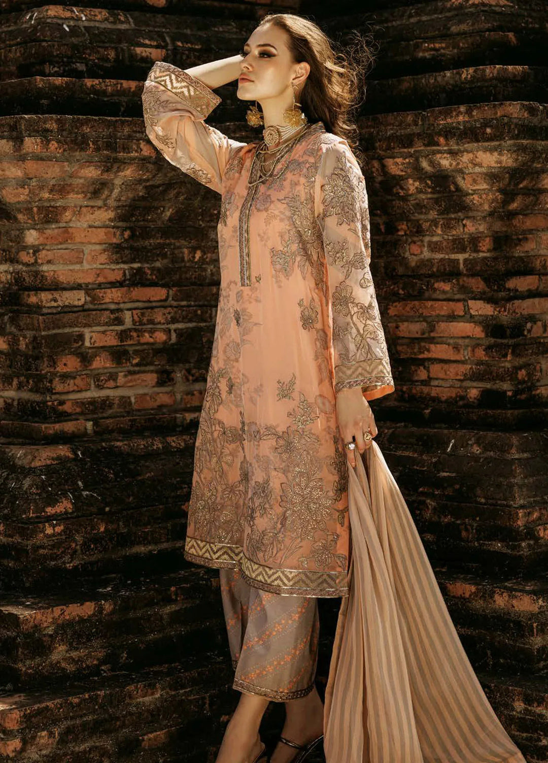 Vasal by Charizma Embroidered Chiffon Suit Unstitched 4 Piece CR25VC VSL25-05 - Luxury Collection