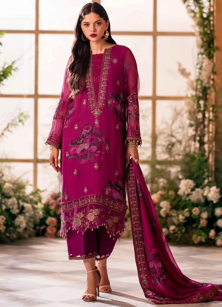 Vasal by Charizma Embroidered Chiffon Suit Unstitched 4 Piece CRZ24V VSL 5-03 - Luxury Chiffon