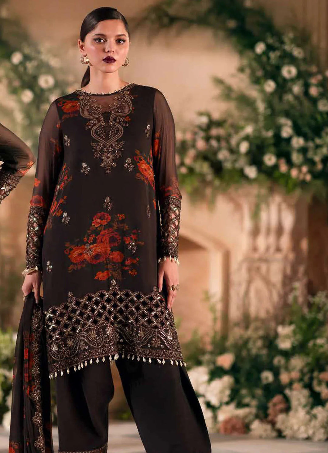 Vasal by Charizma Embroidered Chiffon Suit Unstitched 4 Piece CRZ24V VSL 5-04 - Luxury Chiffon