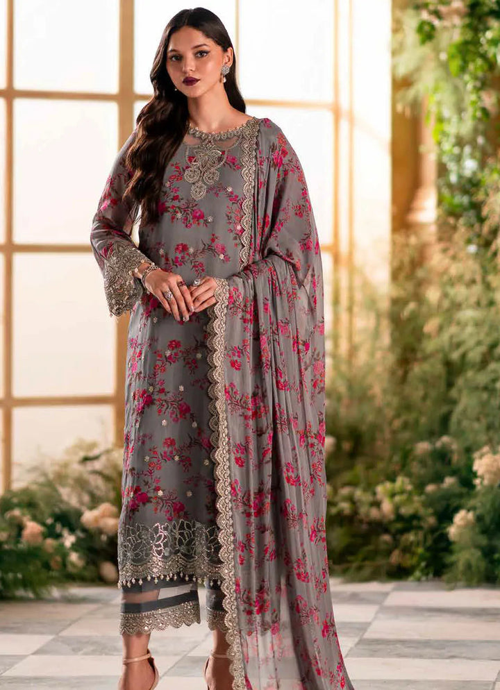 Vasal by Charizma Embroidered Chiffon Suit Unstitched 4 Piece CRZ24V VSL 5-05 - Luxury Chiffon