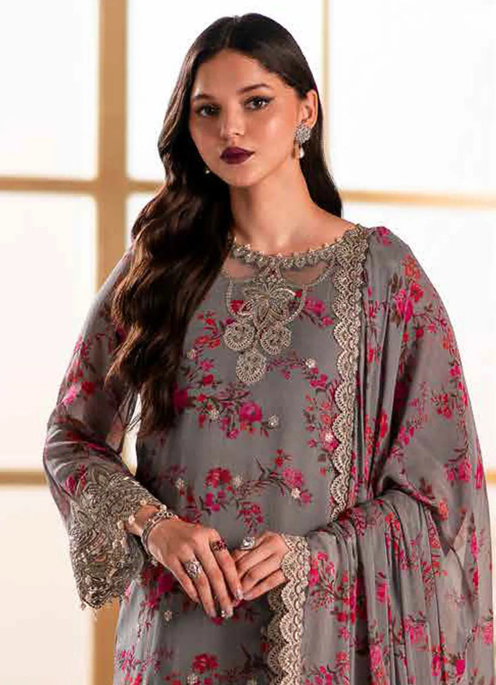 Vasal by Charizma Embroidered Chiffon Suit Unstitched 4 Piece CRZ24V VSL 5-05 - Luxury Chiffon