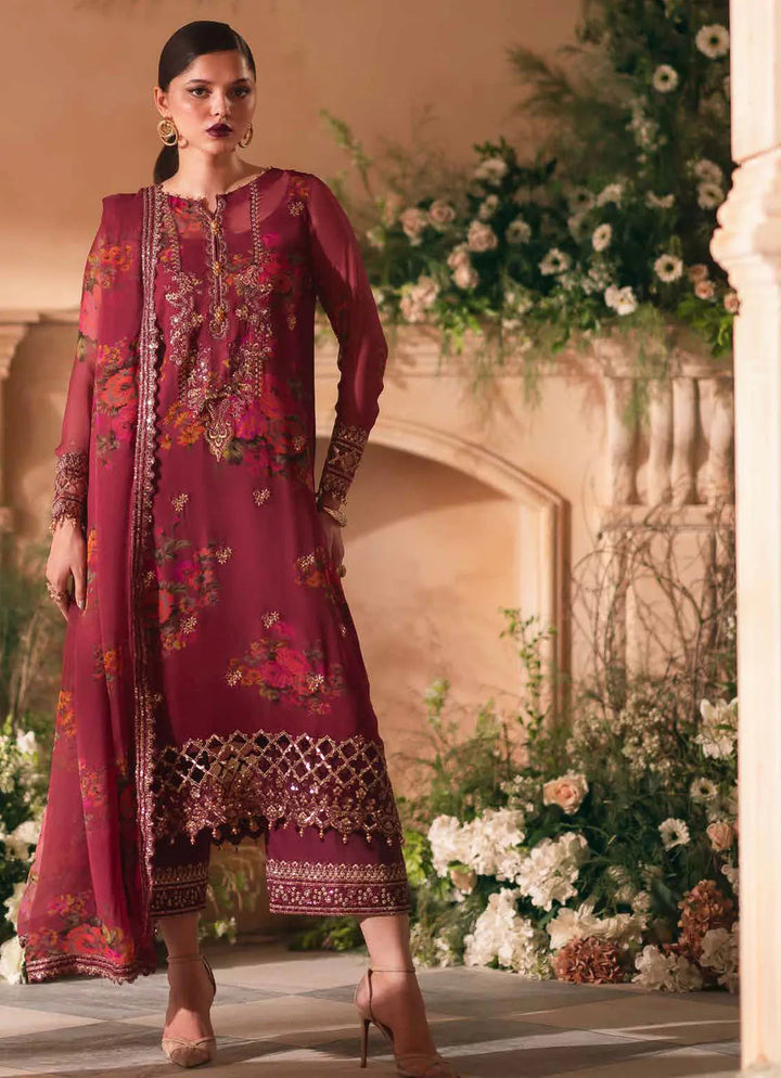 Vasal by Charizma Embroidered Chiffon Suit Unstitched 4 Piece CRZ24V VSL 5-08 - Luxury Chiffon