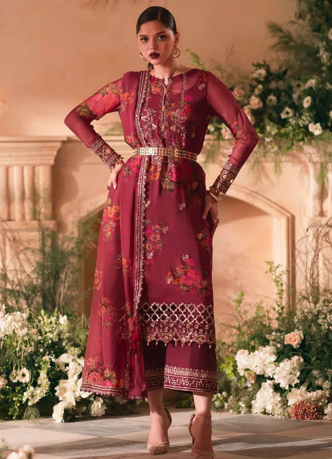 Vasal by Charizma Embroidered Chiffon Suit Unstitched 4 Piece CRZ24V VSL 5-08 - Luxury Chiffon