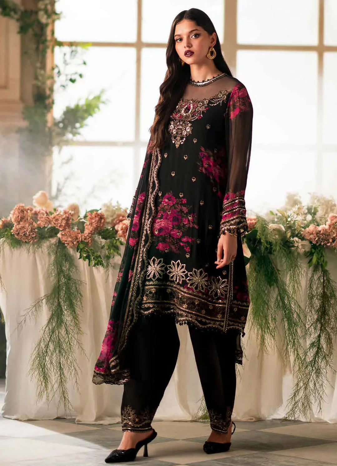 Vasal by Charizma Embroidered Chiffon Suit Unstitched 4 Piece CRZ24V VSL 5-09 - Luxury Chiffon