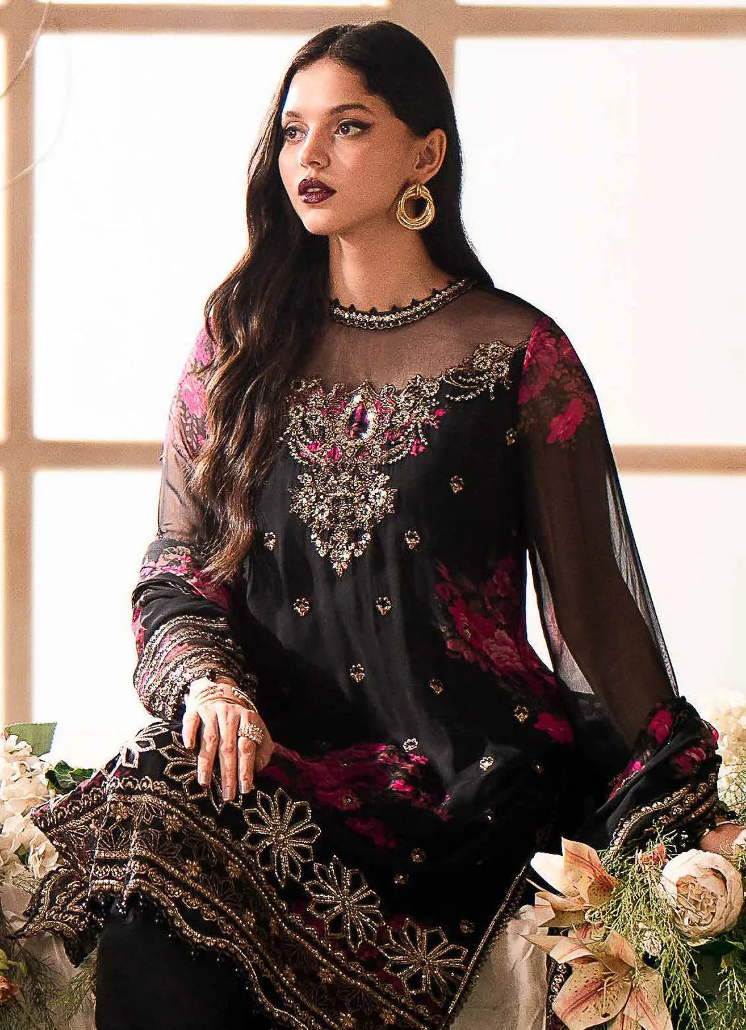 Vasal by Charizma Embroidered Chiffon Suit Unstitched 4 Piece CRZ24V VSL 5-09 - Luxury Chiffon