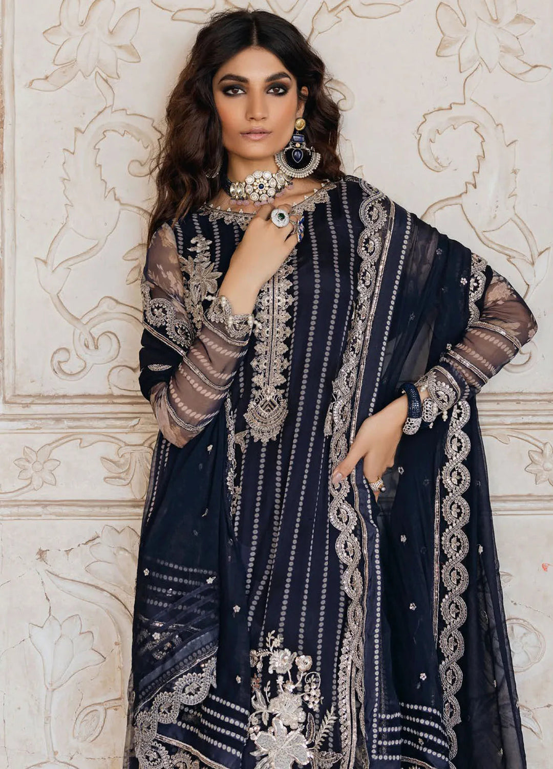 Vasal by Charizma Embroidered Chiffon Suit Unstitched 4 Piece CRZ24V2 VSL5-15 - Formal Collection