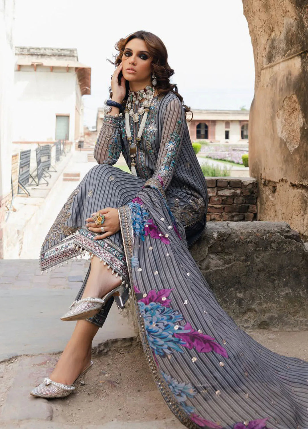 Vasal by Charizma Embroidered Chiffon Suit Unstitched 4 Piece CRZ24V2 VSL5-17 - Formal Collection