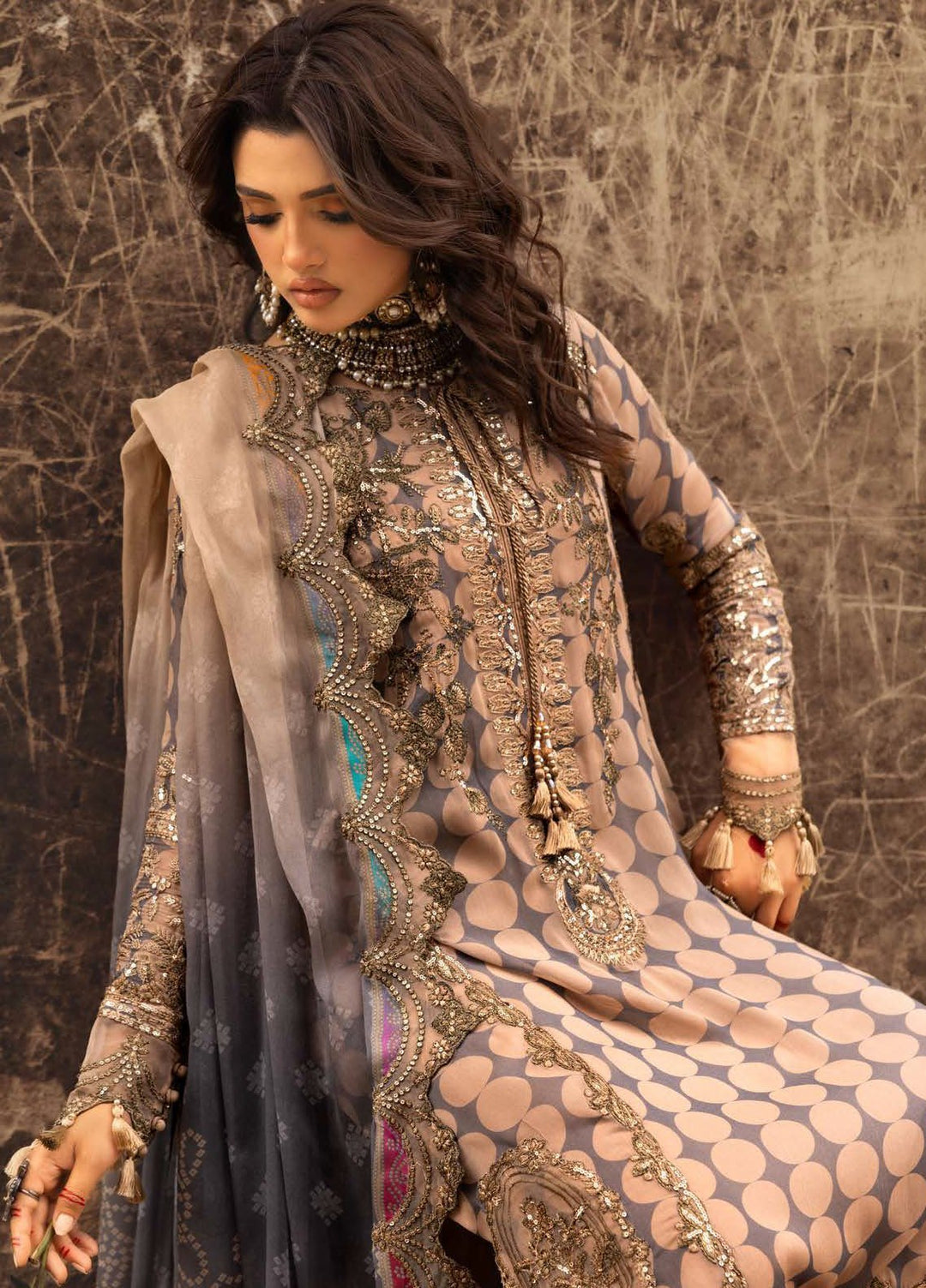 Vasal by Charizma Embroidered Chiffon Suits Unstitched 4 Piece CRZ25VLC VSL25-11 - Luxury Collection