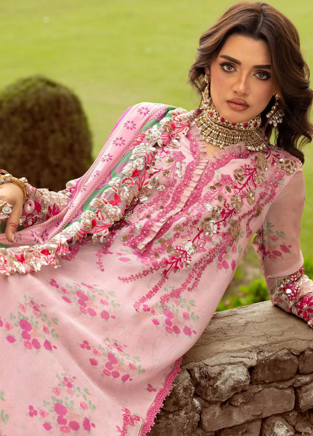 Vasal by Charizma Embroidered Chiffon Suits Unstitched 4 Piece CRZ25VLC VSL25-12 - Luxury Collection