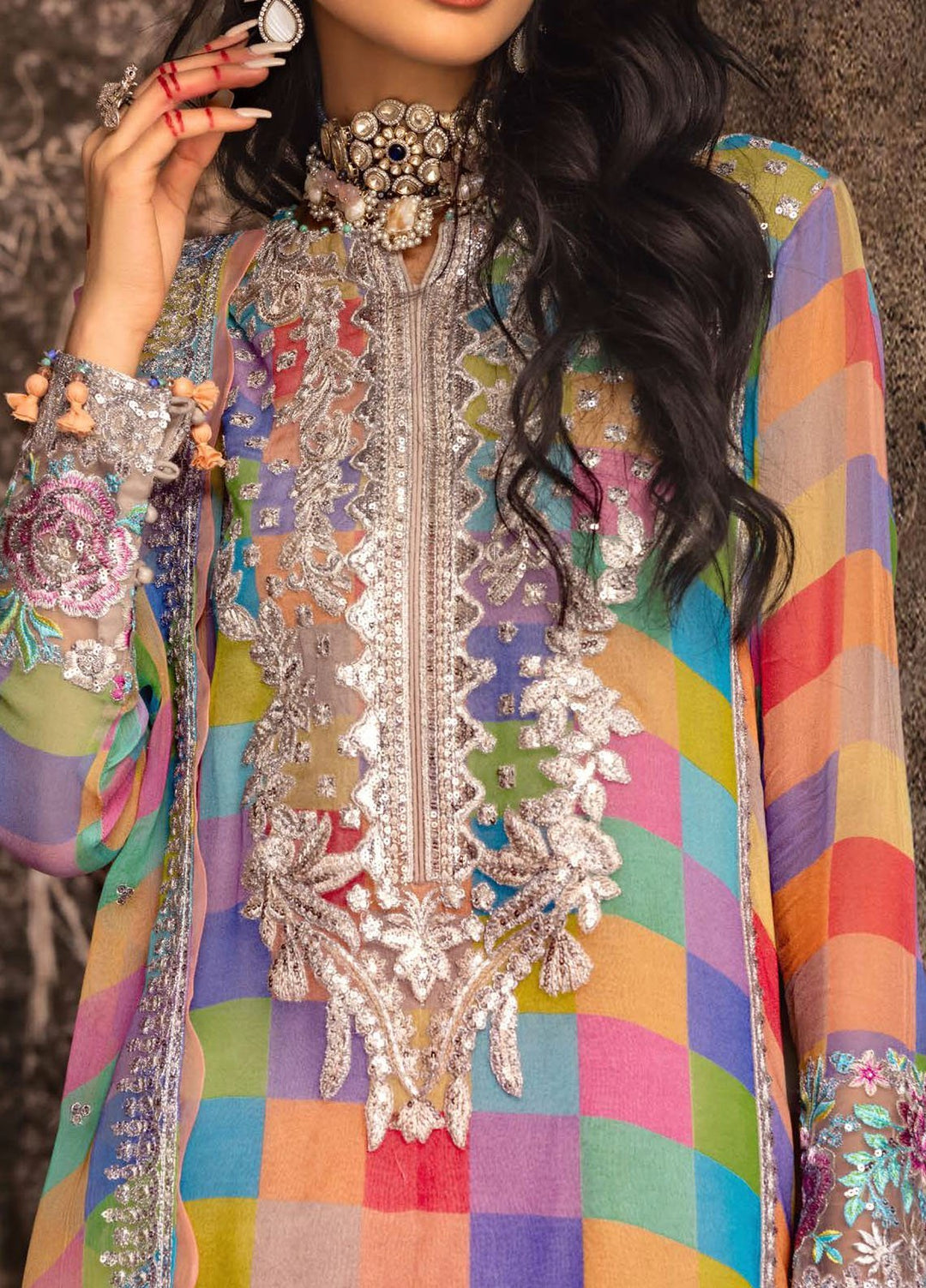 Vasal by Charizma Embroidered Chiffon Suits Unstitched 4 Piece CRZ25VLC VSL25-14 - Luxury Collection