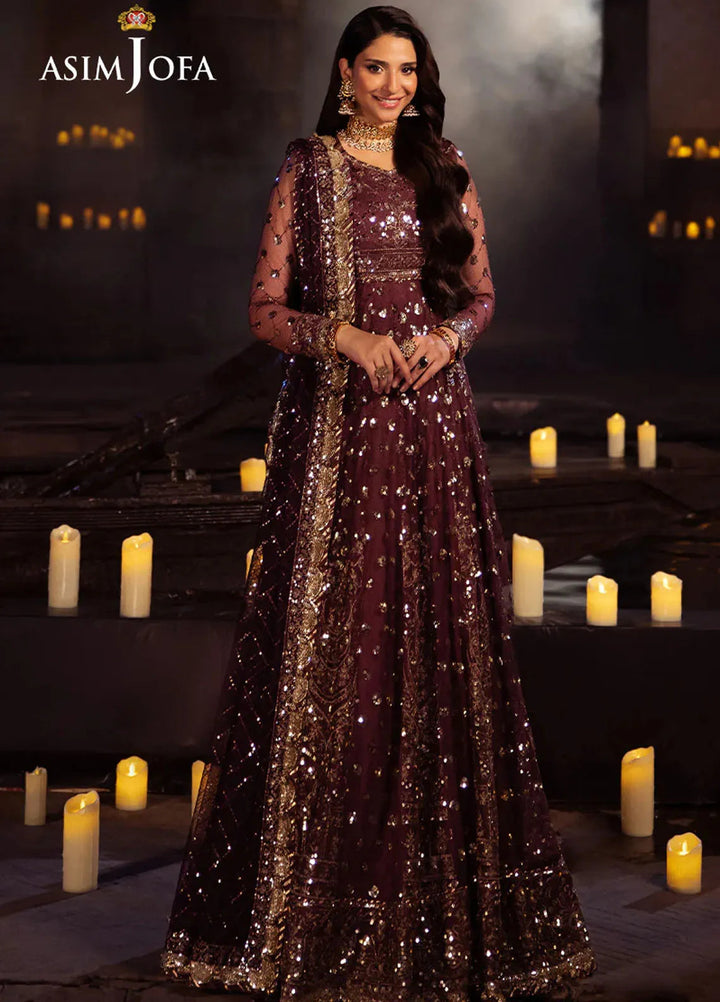 Vasl by Asim Jofa Embroidered Chiffon Suits Unstitched 3 Piece AJ24V AJYV-02 - Luxury Collection